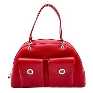 Bvlgari Dark Red Double Pokebee Zero Boston Tote HandBag